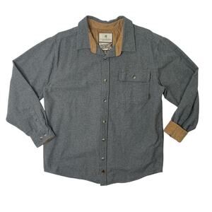 Legendary Whitetails Shirt Mens Large Graphite Grey Buck Camp Flannel Flip Cuff